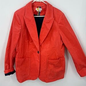 Boden "The Victoria" bright orange Corduroy Blazer 16/18